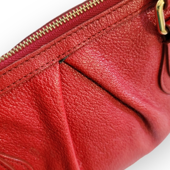 Burberry Red Pebbled Leather Satchel Handbag - Picture 6 of 14